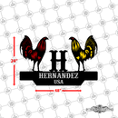 33 - Personalized Double Rooster Wall Décor Color