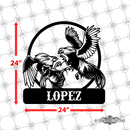 35 - Personalized 2 Roosters Fighting Wall Décor