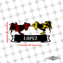 36 - Personalized 2 Roosters Fighting Wall Décor Color