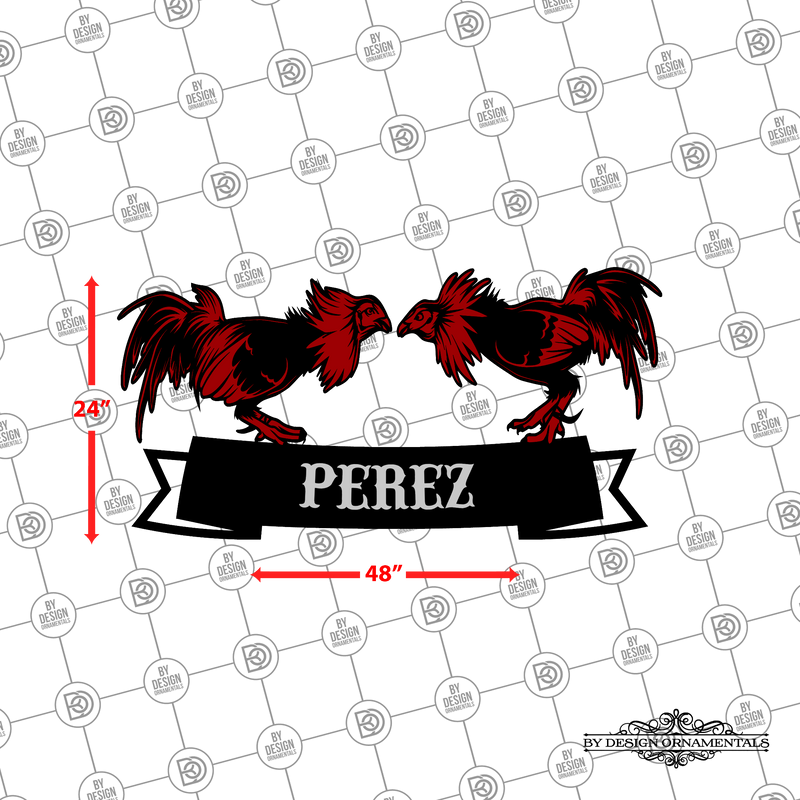 36 - Personalized 2 Roosters Fighting Wall Décor Color