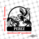 35 - Personalized 2 Roosters Fighting Wall Décor