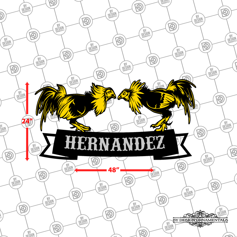 36 - Personalized 2 Roosters Fighting Wall Décor Color