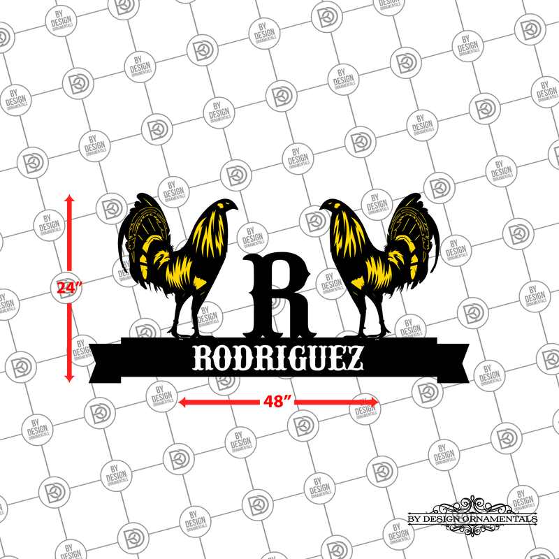31 - Personalized Double Rooster Wall Décor Color