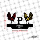 33 - Personalized Double Rooster Wall Décor Color