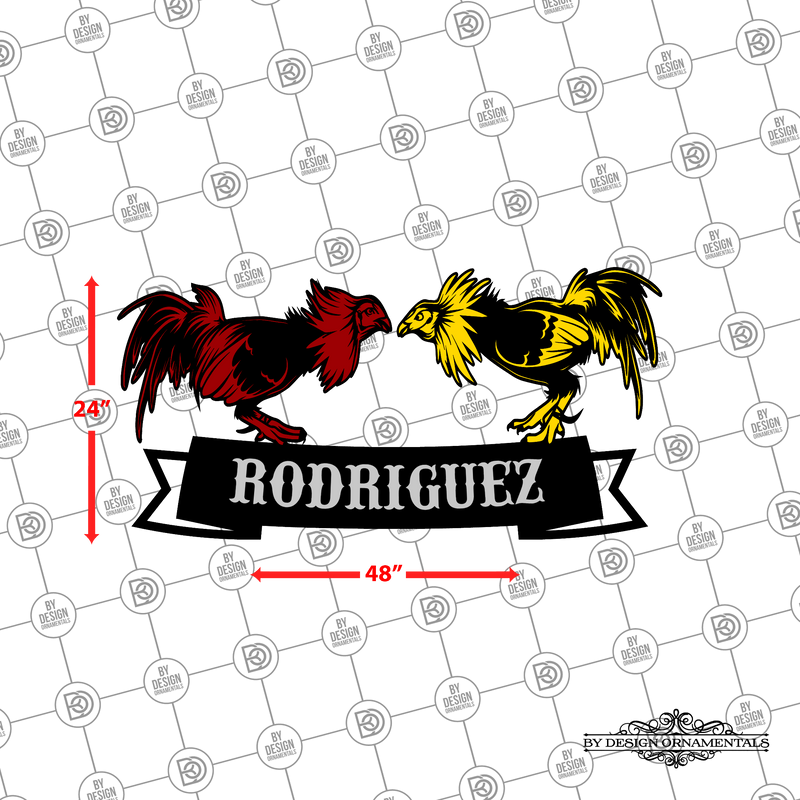36 - Personalized 2 Roosters Fighting Wall Décor Color