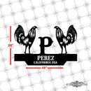 33 - Personalized Double Rooster Wall Décor