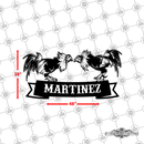 36 - Personalized 2 Roosters Fighting Wall Décor