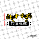 36 - Personalized 2 Roosters Fighting Wall Décor Color