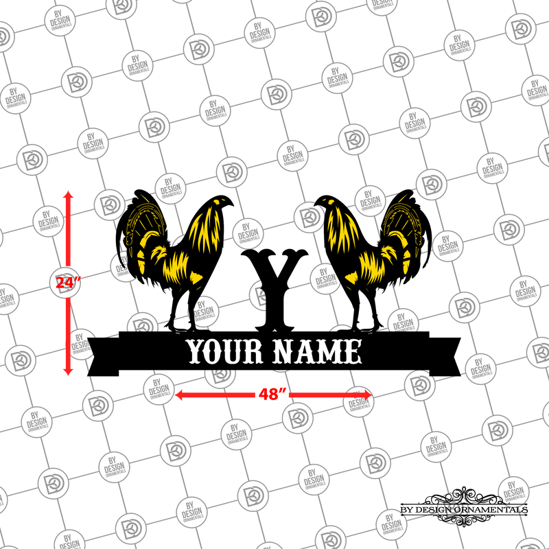 31 - Personalized Double Rooster Wall Décor Color