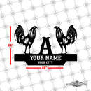 33 - Personalized Double Rooster Wall Décor
