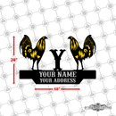 33 - Personalized Double Rooster Wall Décor Color